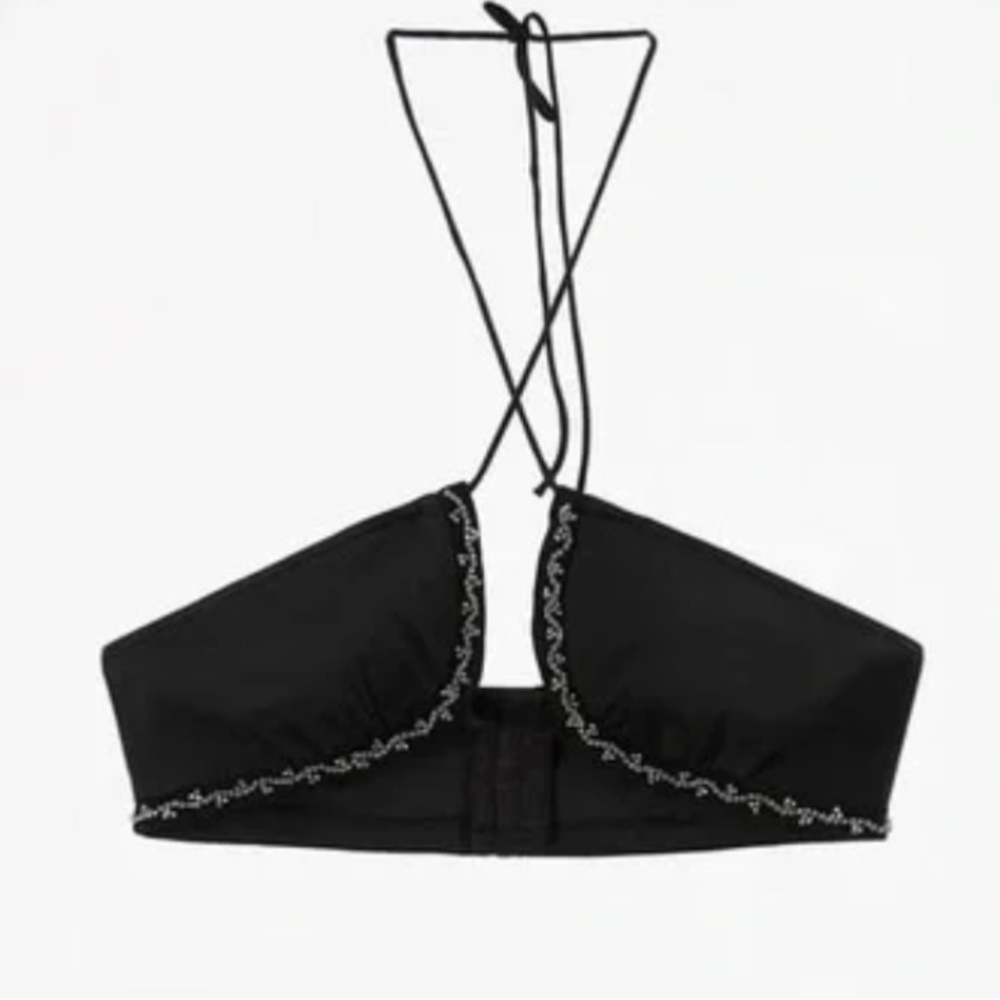 ZARA SATIN CROP TOP WITH RHINESTONES, XS - Picture 4 of 11